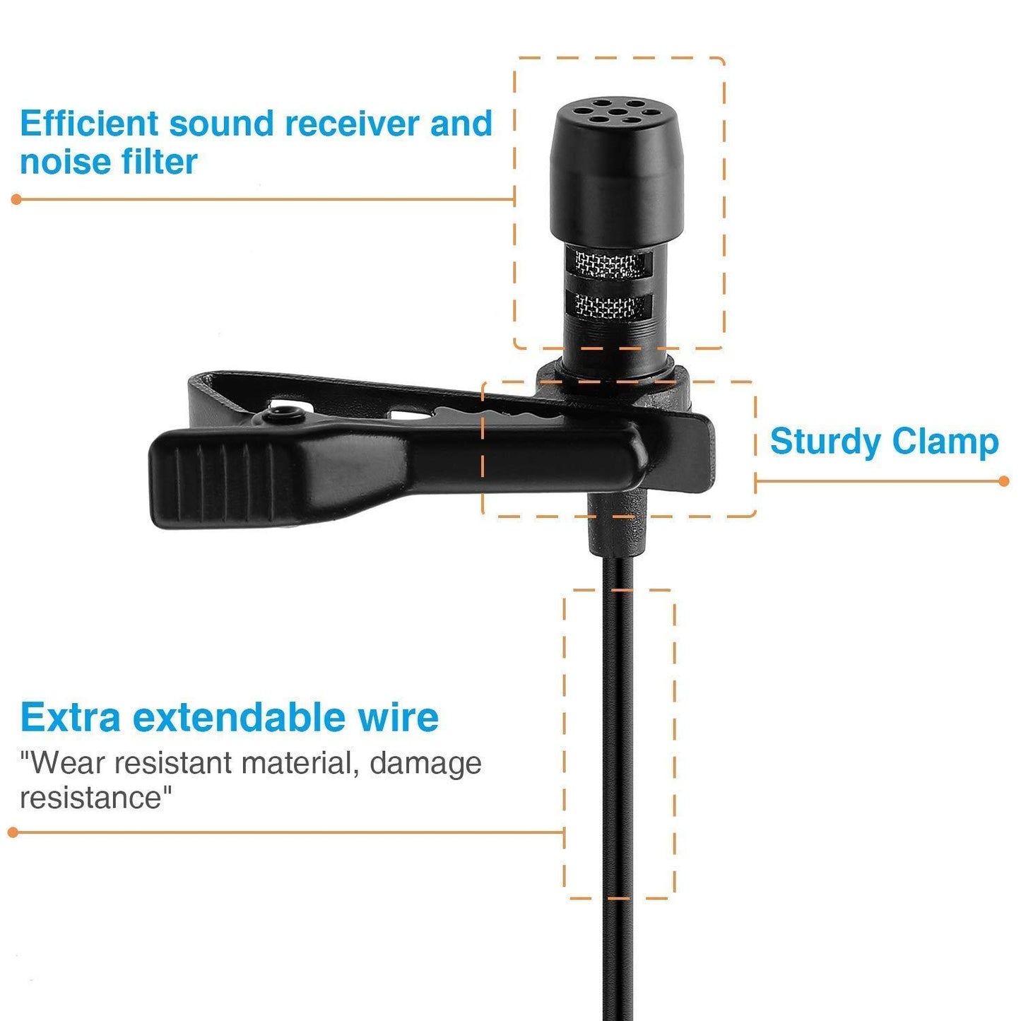 Buy The New Dynamic Lapel Collar USB Omnidirectional Mic Voice Recording Lavalier Microphone For Singing YouTube, Black - BestCart