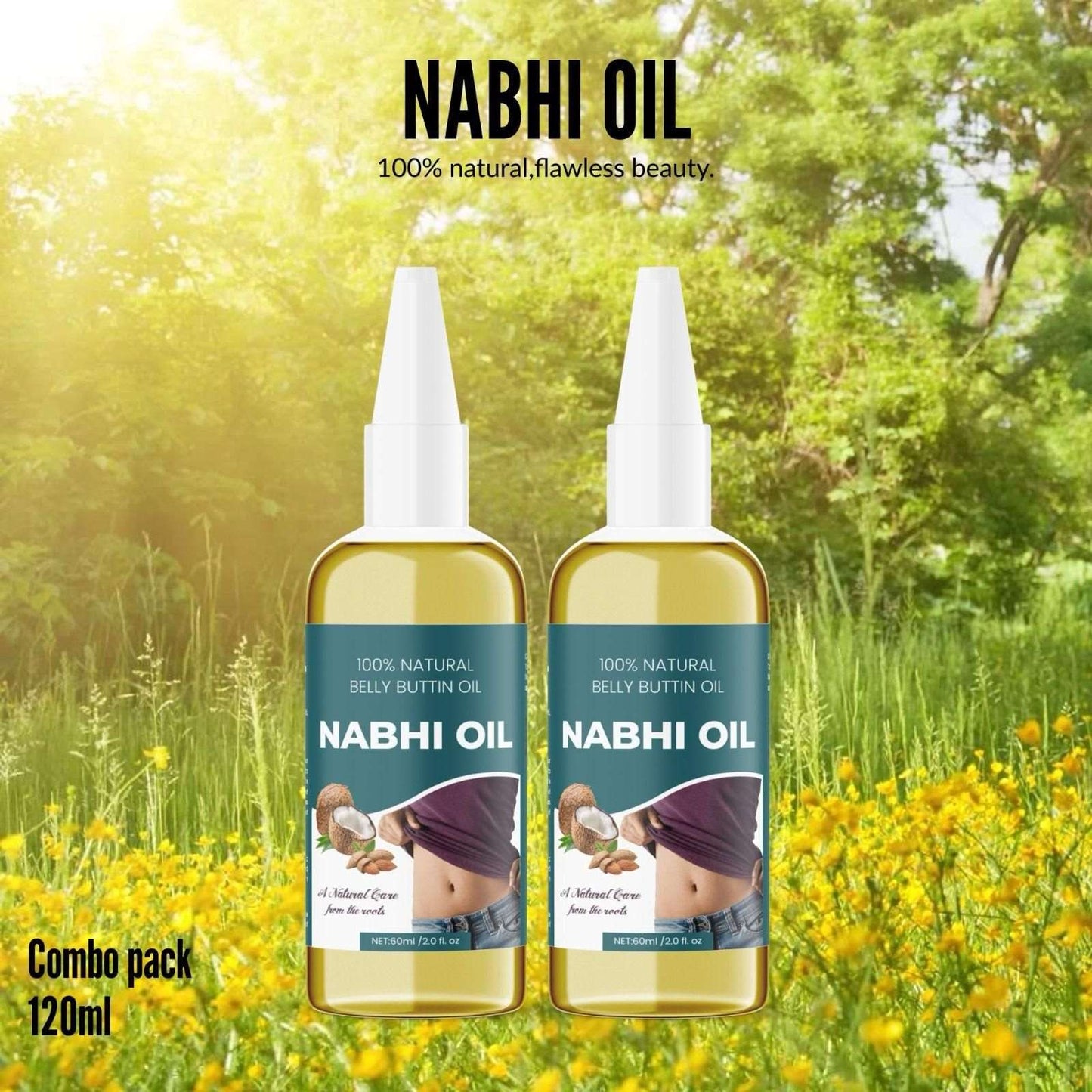 Buy The New Natural Belly Buttin Oil Nabhi Oil 60ml (Pack Of 2) - BestCart