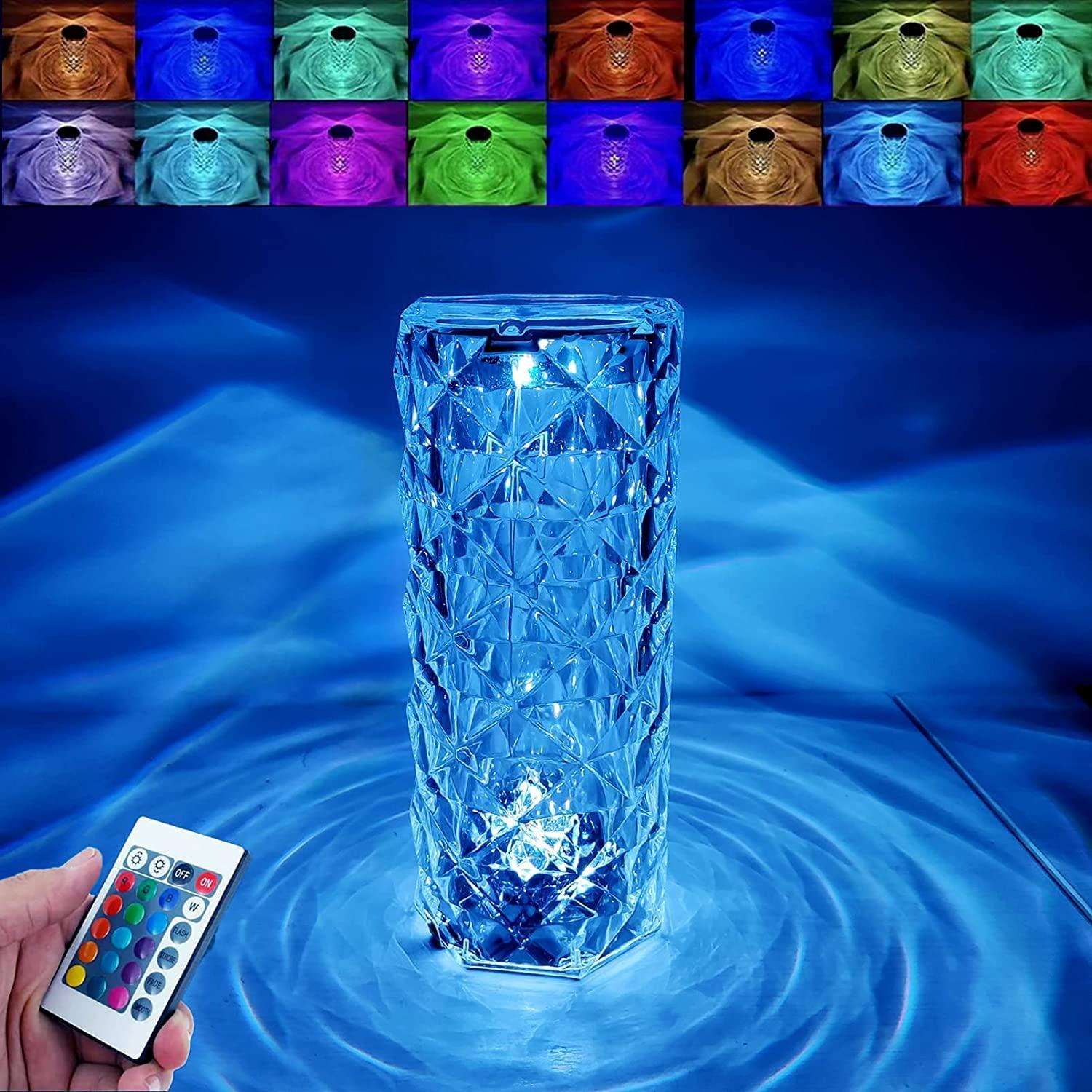 Buy The New 16 Color Changing Rose Crystal Diamond Table Lamp - BestCart