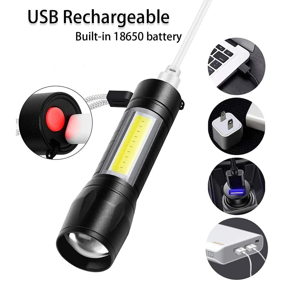 Buy The New Mini USB Rechargeable Torch Light Super Bright Pocket Mini Zoom COB USB Charging Torch Led Flashlight Waterproof Torch Lights Torch Light with 3 Modes Adjustable - BestCart