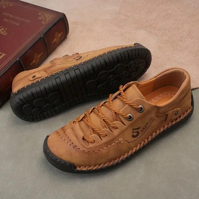 Buy The New Men's Casual Leather Tan Shoes Lightweight - BestCart