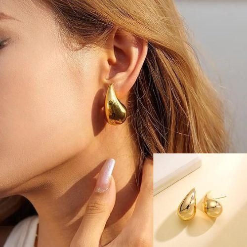 Buy The New Sparkle Your Way Bottega Inspired Celebrity Style Teardrop Gold Earrings For Girls And Women - BestCart