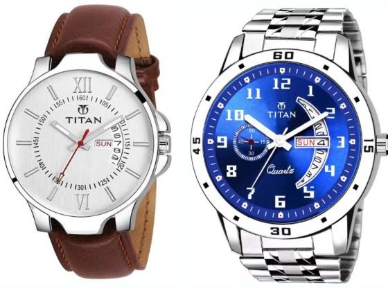 Buy The New PU Leather Analog Watch & New Titan Stainless Steel Analog Watch - BestCart