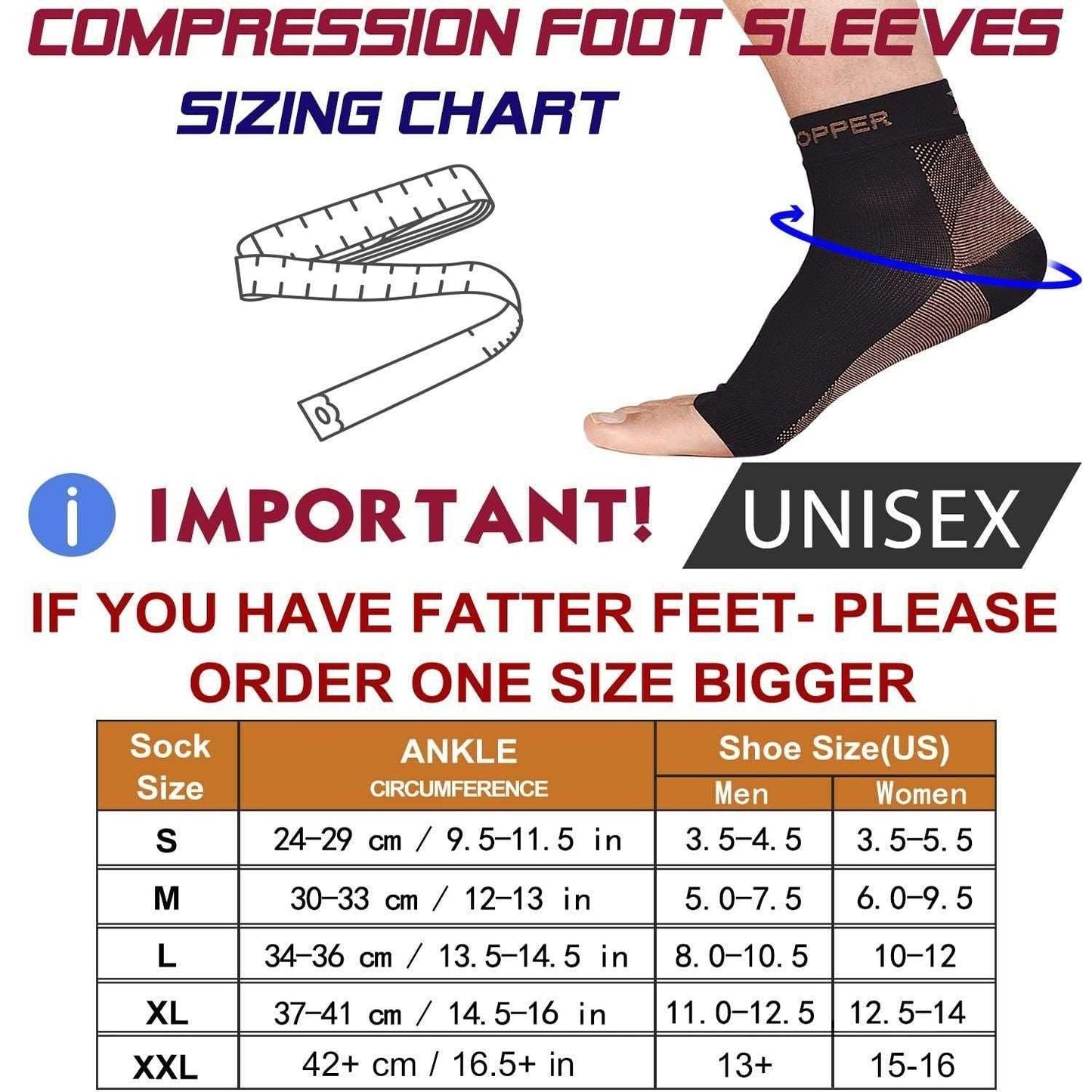 Buy The New Copper Compression Recovery Foot Sleeves for Men & Women (1 Pair) - BestCart