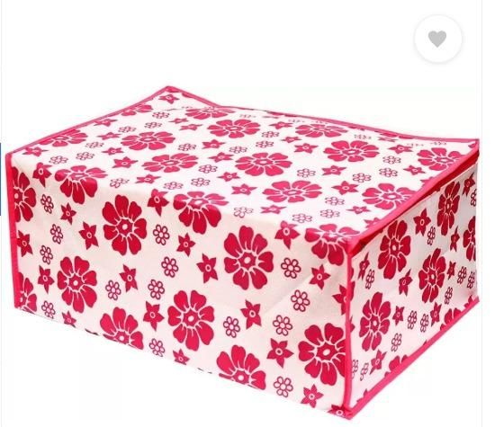 Buy The New Polka Pink Flower Design Pack Of 3 Non Woven Fabric Saree Cover/ Clothes Small Travel Bag - BestCart