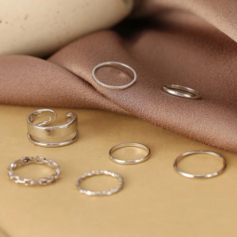 Buy The New Silver Plated Trending Ring Set For Women (7 Pcs) - BestCart