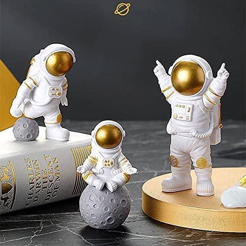 Buy The New Astronaut Spaceman Statue Ornament Home Office Desktop Figurine Decors Set of 3 - Golden - BestCart