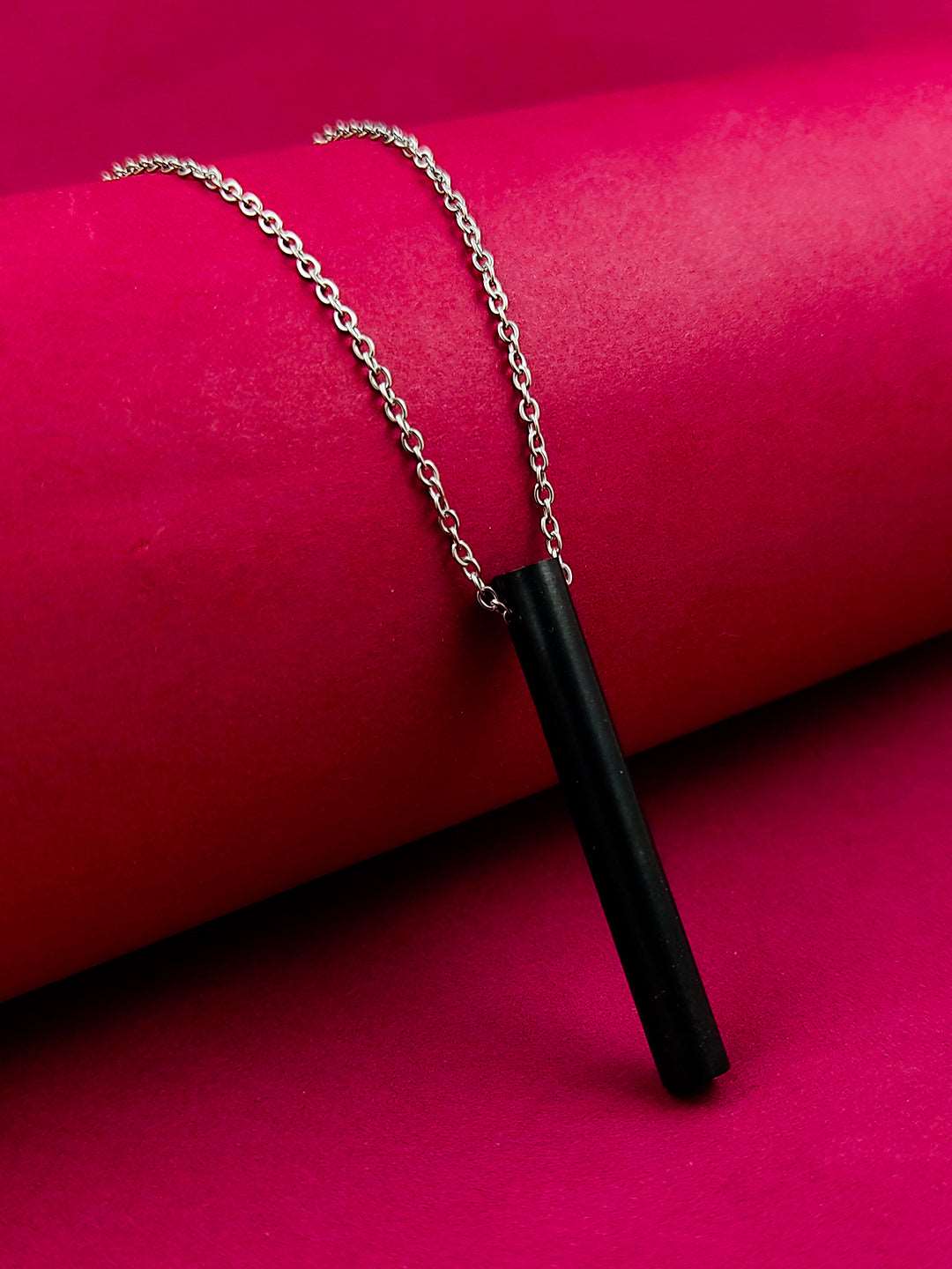 Buy The New Black Stainless Steel Round Bar Pendant adjustable Necklace chain - BestCart