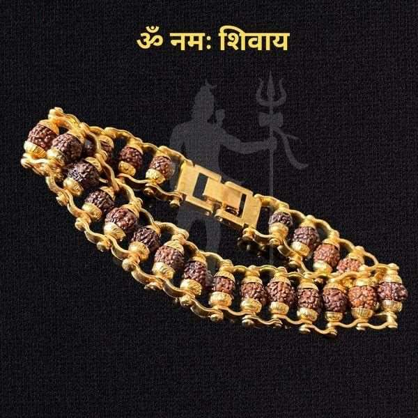 Buy The New Genuine Paanch Mukhi Modern Rudraksha Bracelet With Gold Plating. - BestCart