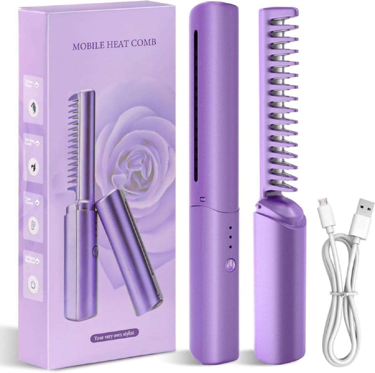 Buy The New Meneflix Portable Mini Hair Straightener Cordless Rechargeable Mini Adjustable Hair Straightener Hot Comb - BestCart