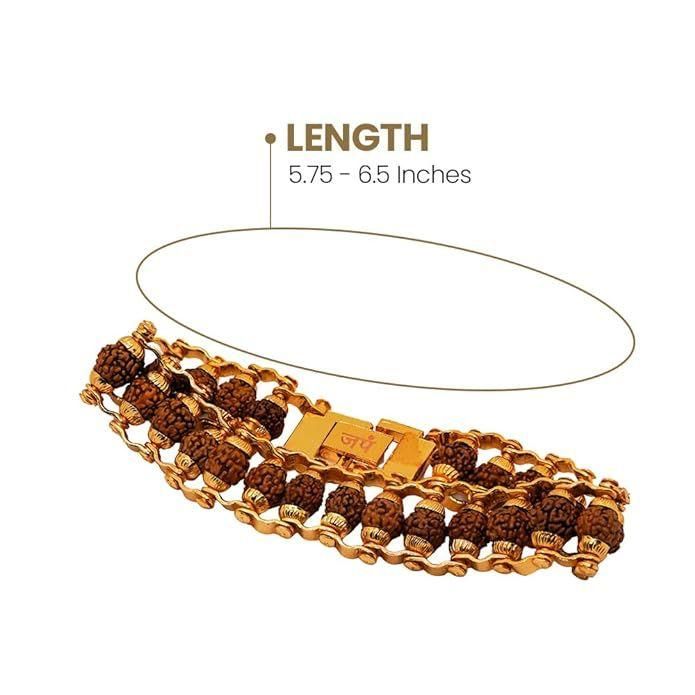 Buy The New Genuine Paanch Mukhi Modern Rudraksha Bracelet With Gold Plating. - BestCart