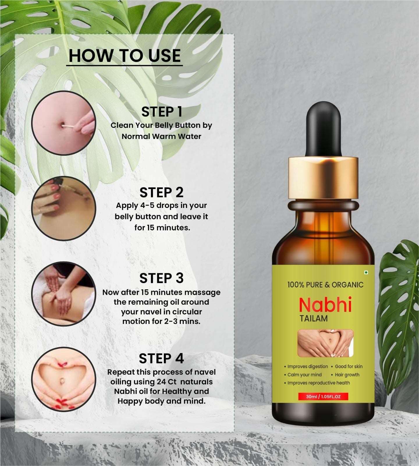 Buy The New Nabhi Touch Ayurvedic Relief Oil For Belly (Pack of 2) - BestCart