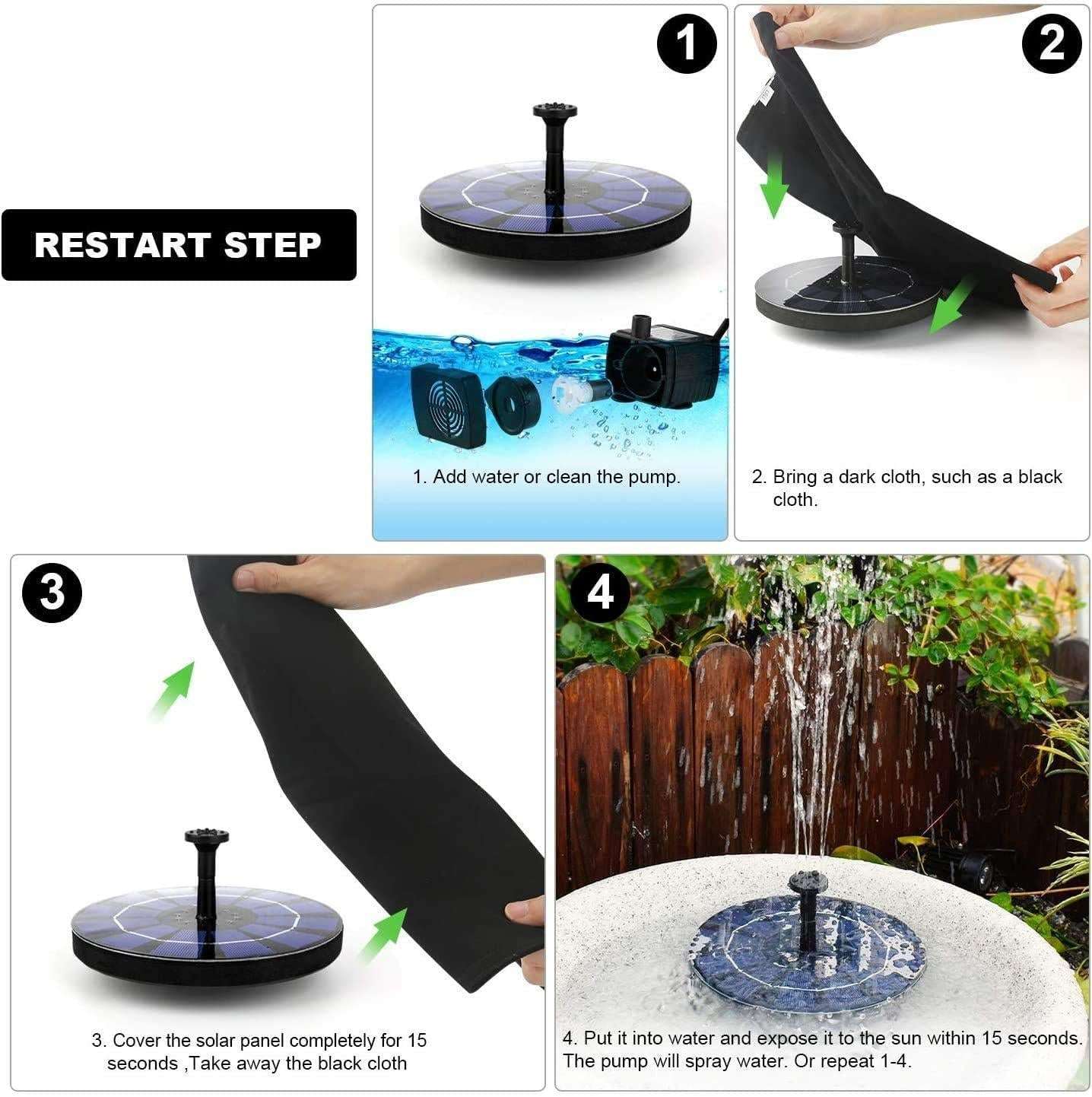 Buy The New Fountain Solar Power Floating Water Pump for Pool Pond Garden and Patio Plants Round 7V 1.4W (Black) - BestCart