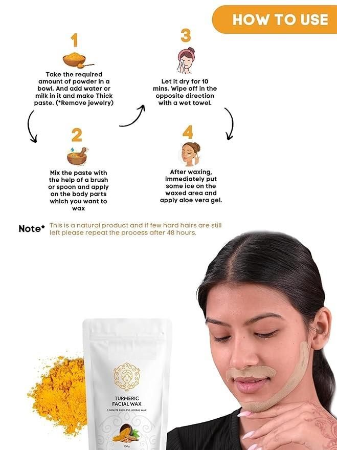 Buy The New Turmeric Facial Wax Powder Painless Face Hair Removal with Skin-Brightening (Pack of 2) - BestCart