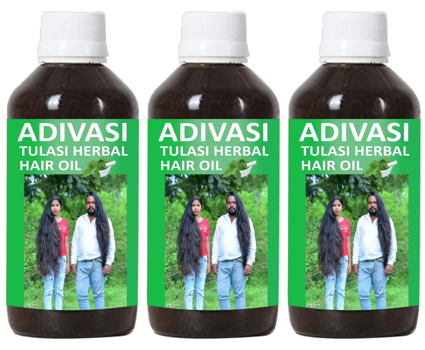 Buy The New Adivasi Tulsi Herbal Hair Oil 125 ml (375 ML) (Pack of 3) - BestCart