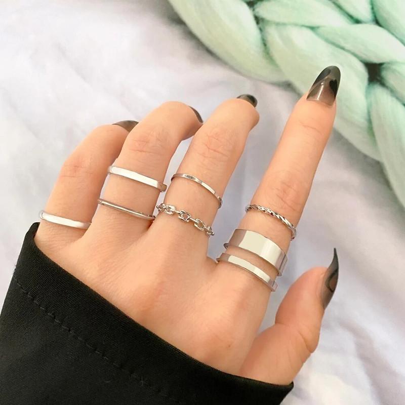 Buy The New Silver Plated Trending Ring Set For Women (7 Pcs) - BestCart