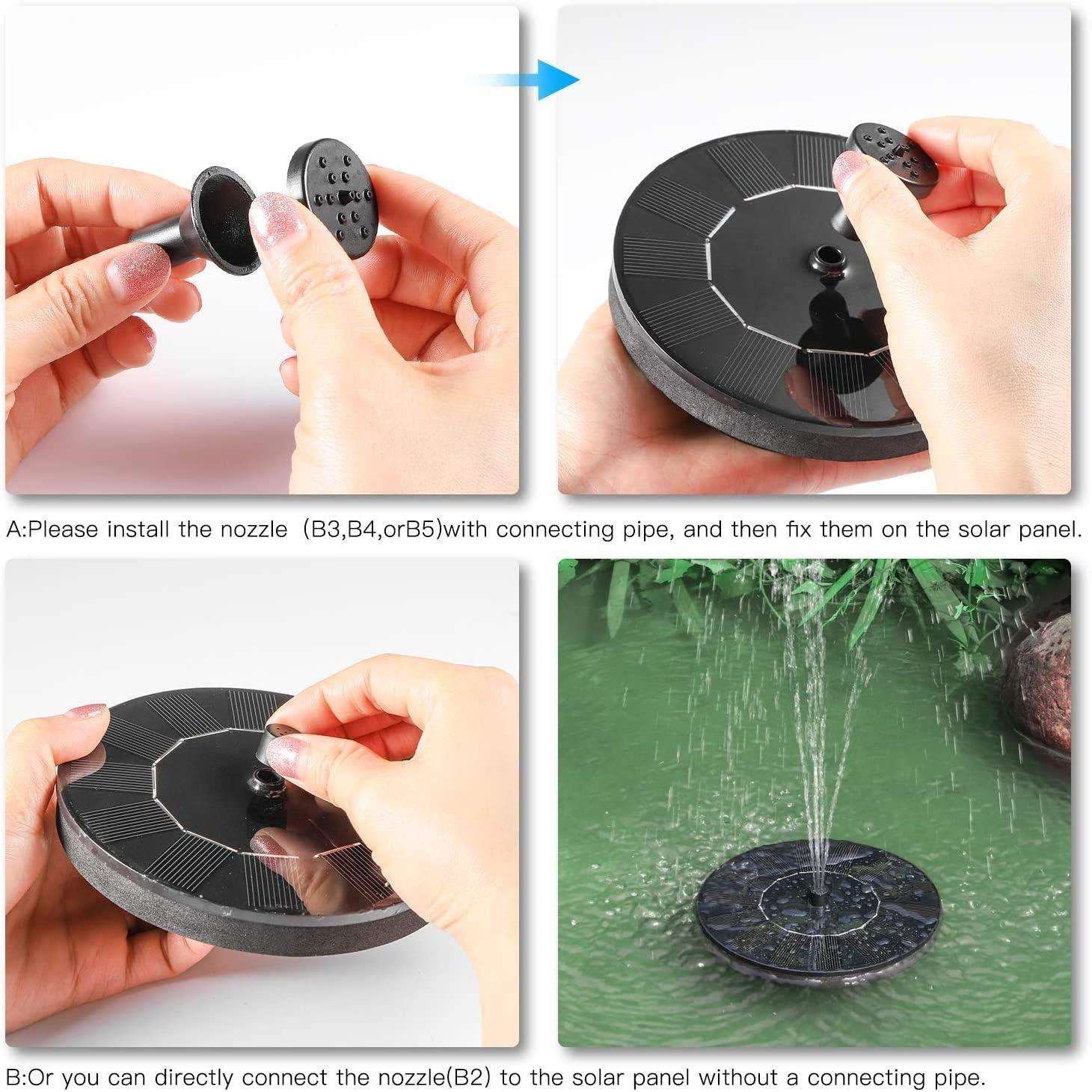 Buy The New Fountain Solar Power Floating Water Pump for Pool Pond Garden and Patio Plants Round 7V 1.4W (Black) - BestCart