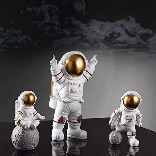 Buy The New Astronaut Spaceman Statue Ornament Home Office Desktop Figurine Decors Set of 3 - Golden - BestCart