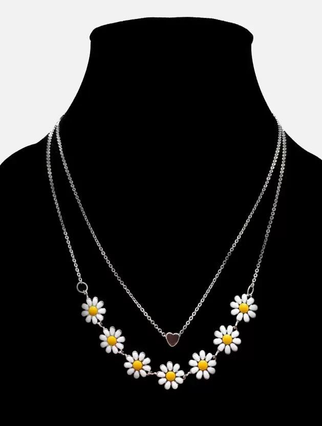 Buy The New Beautiful Golden Daisy Heart Two-Layered Necklace For Women & Girls - BestCart