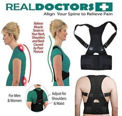 Buy The New Magnetic Therapy Posture Corrector Shoulder Belt Back PainRelief & Abdomen Support Back & Abdomen Support (Black Color) - BestCart