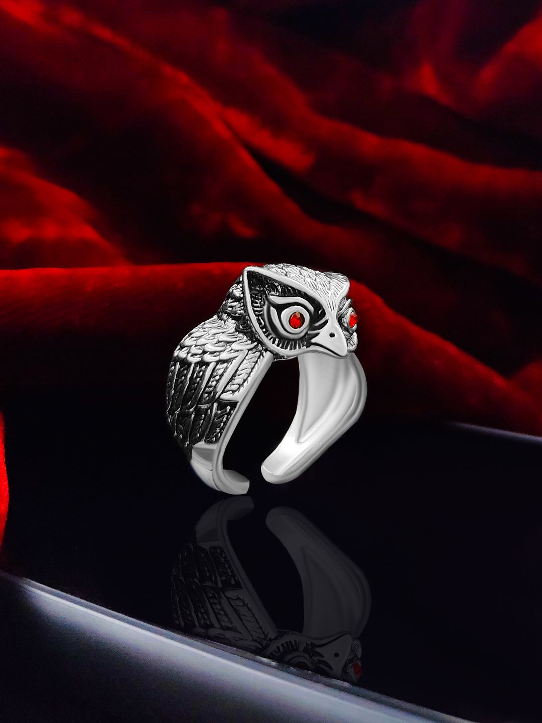 Buy The New Saizen Silver Rings for Men Owl Face Ring - BestCart