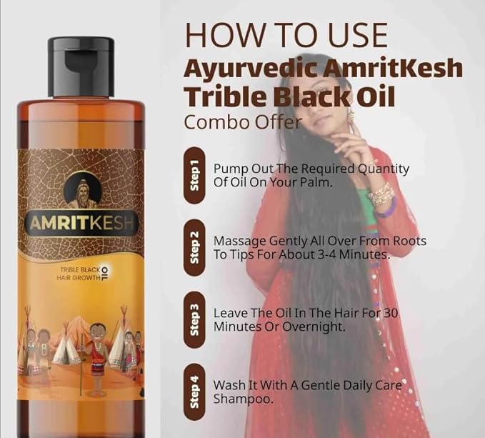 Buy The New Amritkesh Tribal Black Hair Growth Oil 100ml (Pack of 2) - BestCart